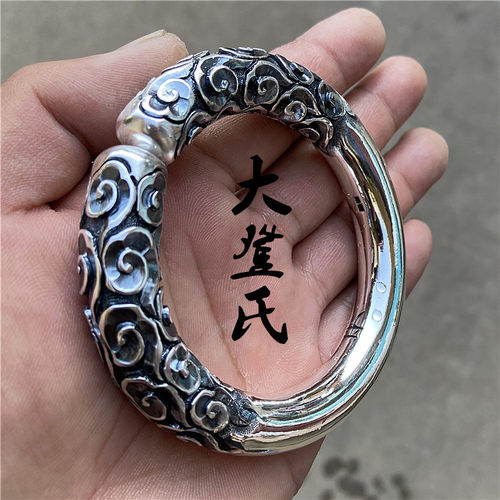 999纯银金箍棒手镯男士手工开口定海神针大圣归来银手镯男女同款 - 图1