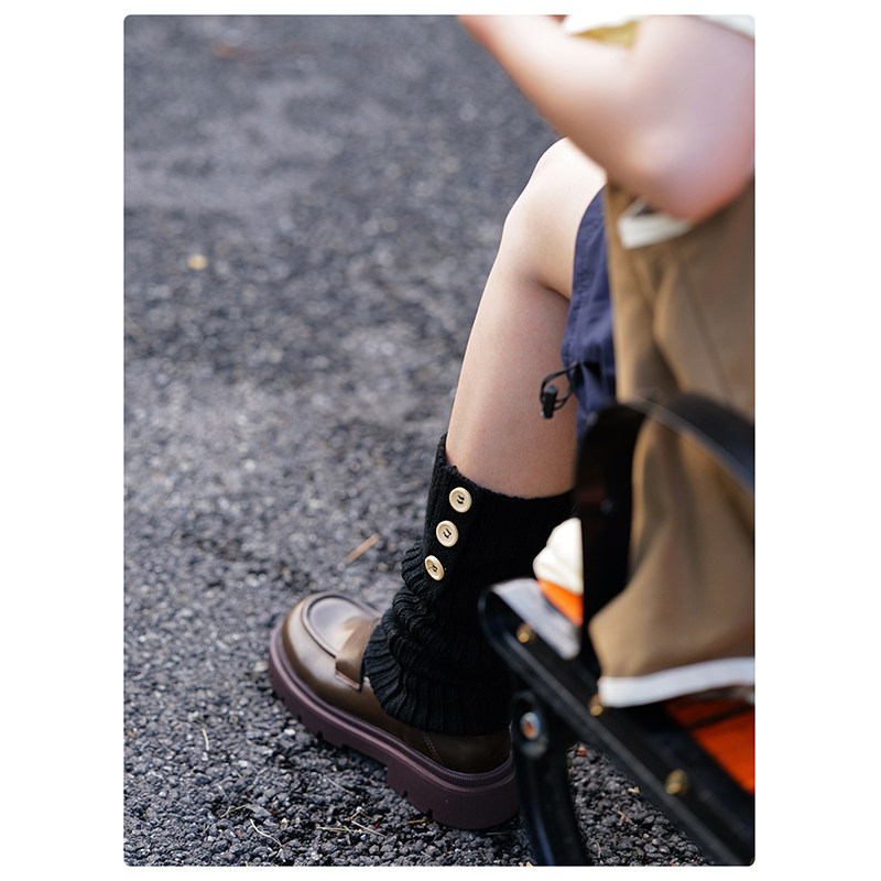 Himade辣妹毛线针织腿套纽扣花边堆堆袜jk小腿袜套秋冬Y2K亚文化,淘宝优惠券,粉丝福利购,淘宝优惠卷