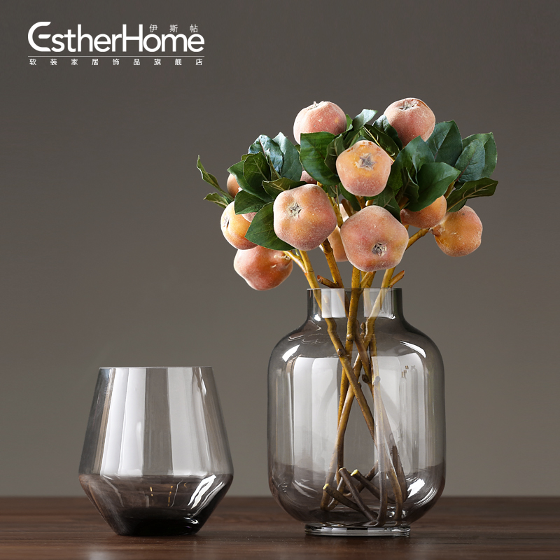现代简约玻璃花瓶摆件 家居装饰品 创意客厅餐厅电视柜插花花器 - 图0