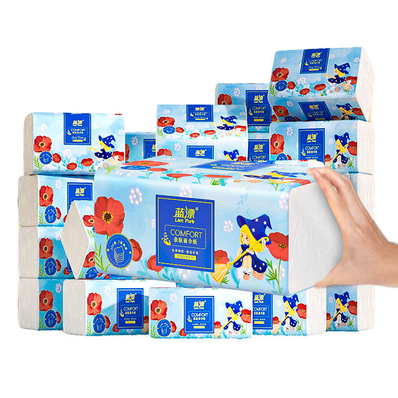 蓝漂加大加厚抽纸350张家用实惠装整箱餐巾纸面巾纸