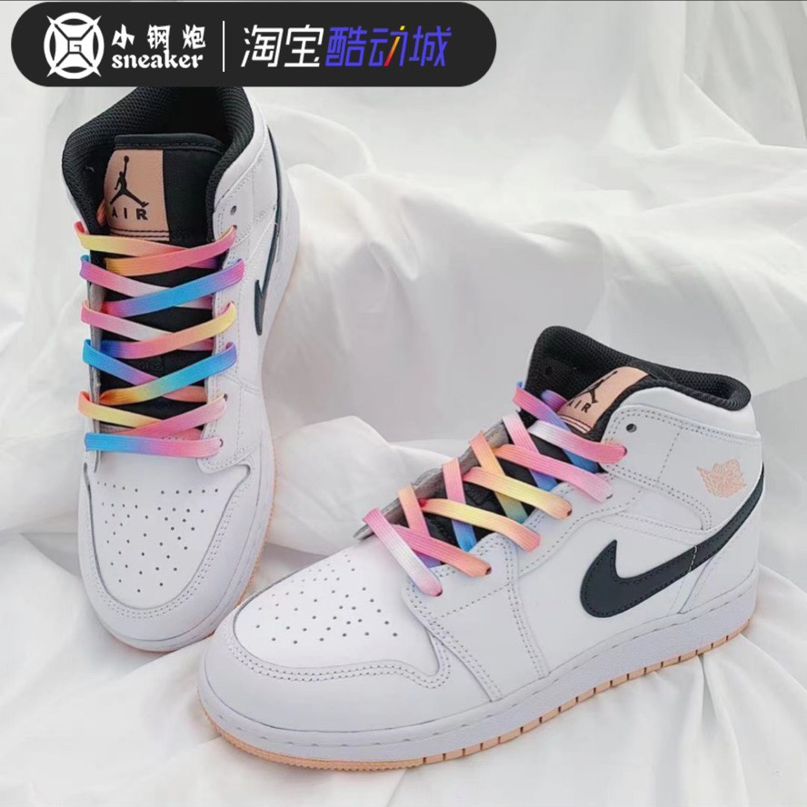 Air Jordan 1 AJ1 Mid中帮樱花粉黑金北极橙女篮球鞋DC9517-600-图1