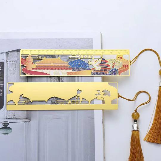 中国风金属彩印书签流苏尺子北京旅游纪念品中高考毕业礼物刻logo