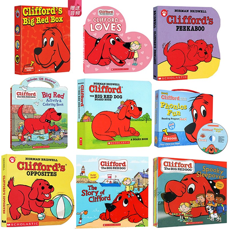 大红狗克利弗德 Clifford's Ultimate Red Box系列 The Big Red Dog 纸板书  Phonics Fun Pack 英文原版绘本 Scholastic 学乐出版 - 图0