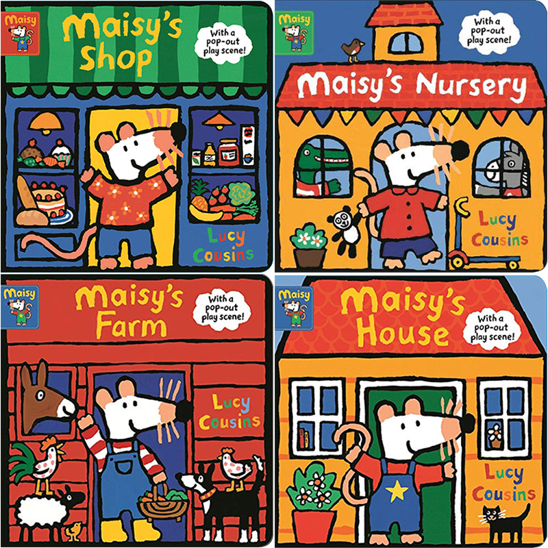 【自营】小鼠波波立体场景系列 Maisy's Nursery/Farm/House/Shop 4册游戏操作纸板书 英文原版启蒙绘本 Lucy Cousins - 图0