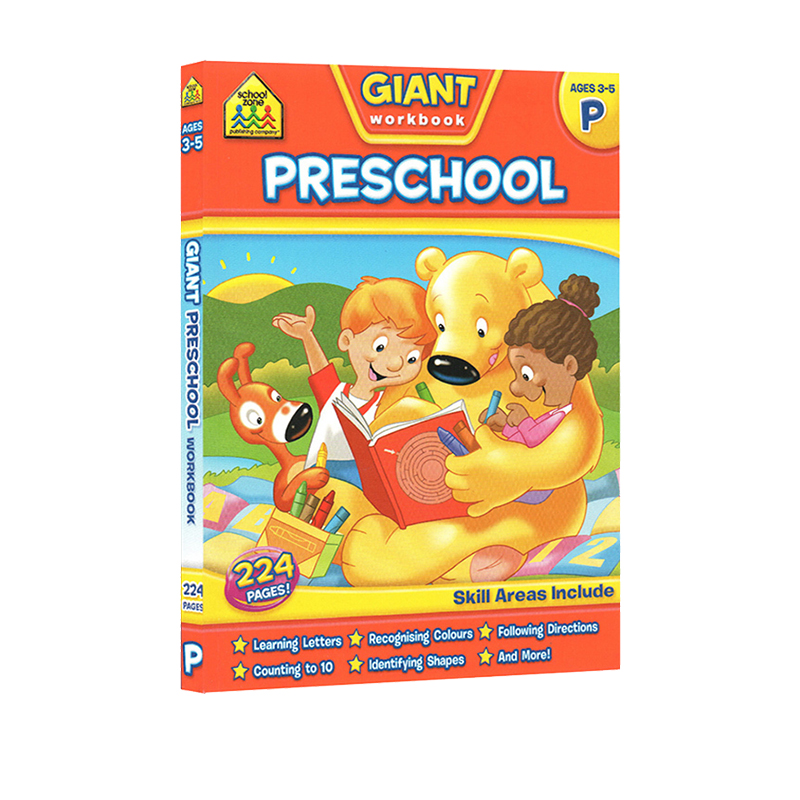 3-5岁综合练习 School Zone Giant workbook Preschool 学前综合学生练习册 英文原版 - 图3