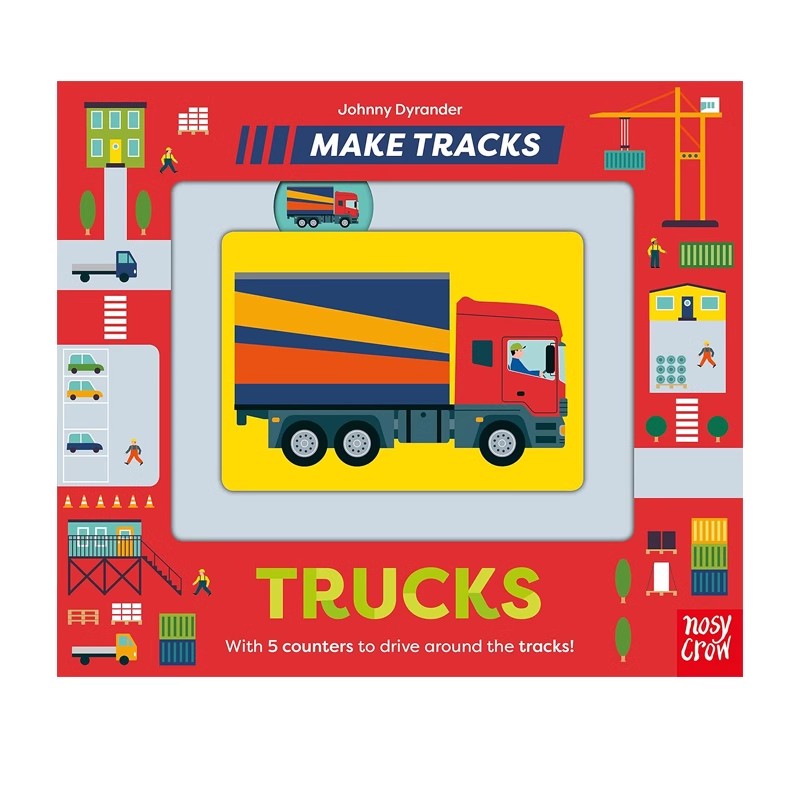 英文原版 Make Tracks系列 低幼机关纸板书 Boats/Trucks/Cars /Building Site 亲子互动游戏书 交通工具 LEGO 乐高机关操作纸板 - 图1
