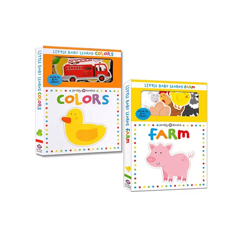 英文原版 Little Baby Learns系列 2册 Colors/Farm 颜色单词学习造型礼品书 小手动动拼插益智游戏书 Roger Priddy - 图3