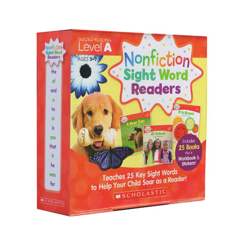 Scholastic学乐英文入门关键字词 Nonfiction Sight Word Readers ABCD 4盒高频词读物科普科学绘本 100册全套自然拼读初级盒装-图2