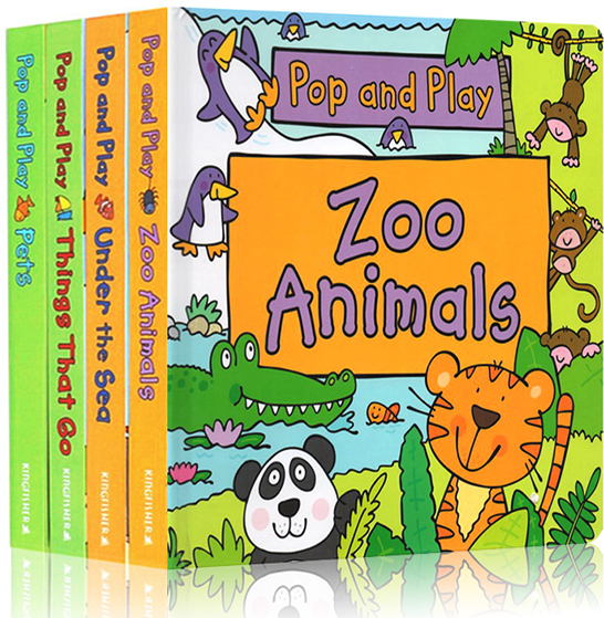 【自营】英文原版 儿童启蒙绘本 Pop and Play 4册 Pets/Zoo Animals/Under the Sea/Things That Go  STEM科普立体书 亲子互动 - 图3