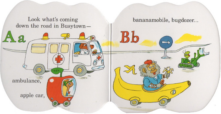 【自营】英文原版Richard Scarry Cars and Trucks from A to Z 小卡车字母纸板书 斯凯瑞 儿童入门英文版 儿童绘本 图画故事书 - 图0