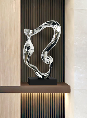 飘动现代简约树脂大理石波浪摆件样板间大厅酒店大堂装饰品摆设