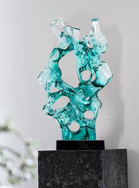 新中式透明树脂太湖石摆件酒店