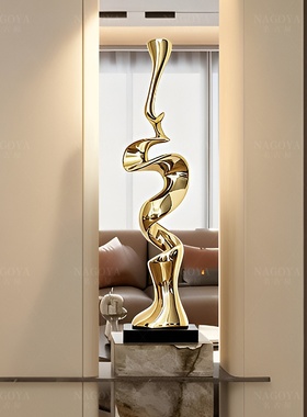 电镀雕塑现代轻奢落地摆件酒店会所装饰样板房客厅电视柜旁工艺品