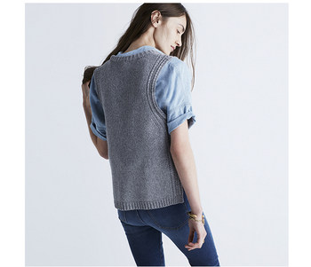 m*dewell autumn wool blend sleeveless sweater vest vest women's top pullover sweater round neck