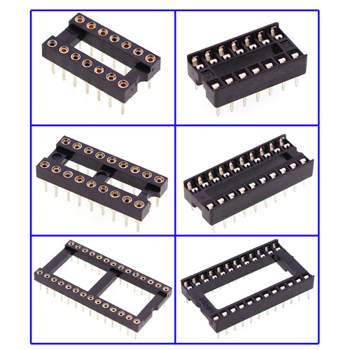 IC插座集成块直插DIP单片机芯片圆孔底座子8P 14 16 20 28 40P脚 - 图0