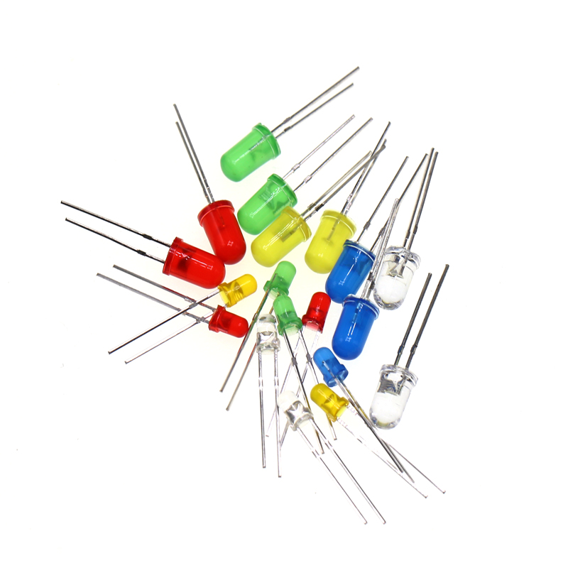 3mm5mm发光二极管LED灯泡F3 F5红绿黄蓝白色直插实验灯珠元件包
