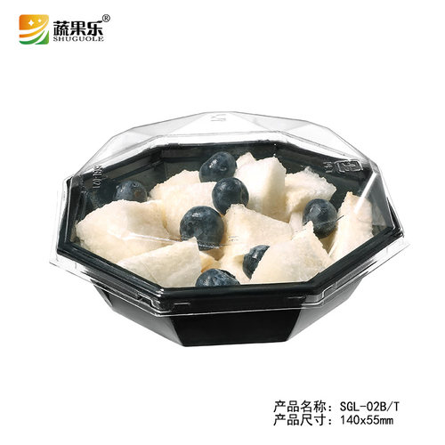 蔬果乐0508透明钻石水果捞杯带02盖鲜果切沙拉外卖打包盒08装厂家 - 图2