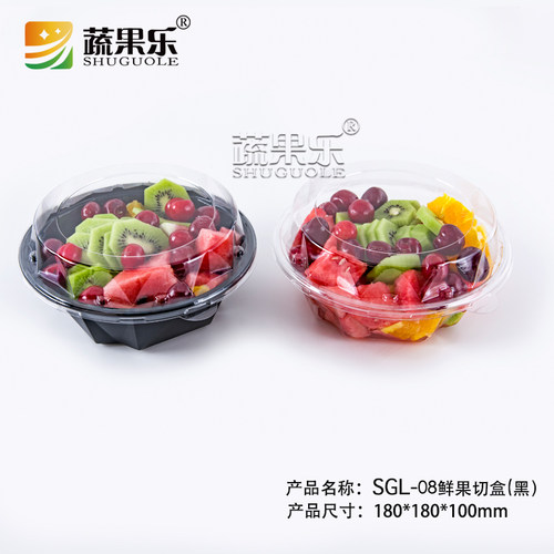 蔬果乐0508透明钻石水果捞杯带02盖鲜果切沙拉外卖打包盒08装厂家 - 图0