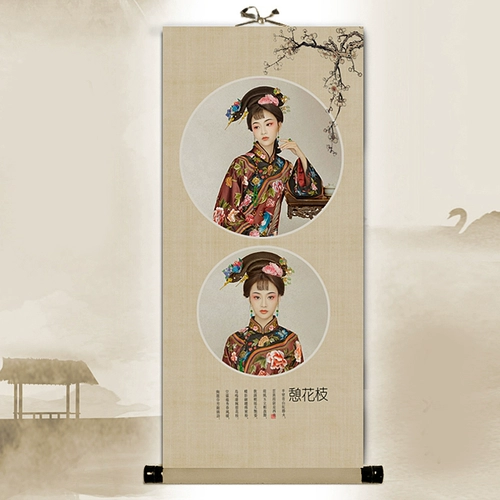 Костюм фото висят ось покраски маслом шелковая шелковая ткань пользовательская фото, каллиграфия и покраска плакат кастрюля детская мастерская висящая настенная живопись Свиток