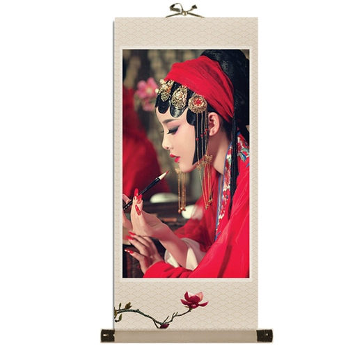 Костюм фото висят ось покраски маслом шелковая шелковая ткань пользовательская фото, каллиграфия и покраска плакат кастрюля детская мастерская висящая настенная живопись Свиток