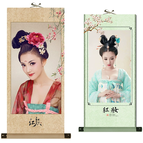 Костюм фото висят ось покраски маслом шелковая шелковая ткань пользовательская фото, каллиграфия и покраска плакат кастрюля детская мастерская висящая настенная живопись Свиток