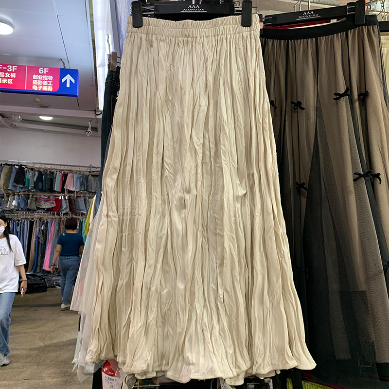 褶皱半身裙150小矮个子百褶高腰长款a字秋冬装穿搭显高145丝绒 - 图0