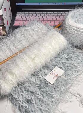 围巾毛线手工diy渐变灰羽手织围脖编织材料包创意礼物冬季送女友