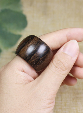 指环 虎斑纹沉香木扳指 山水画纹理红木扳指 礼物戒指