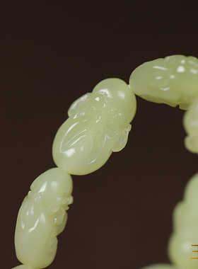 玉奕新疆和田玉山料黄口罗汉手串