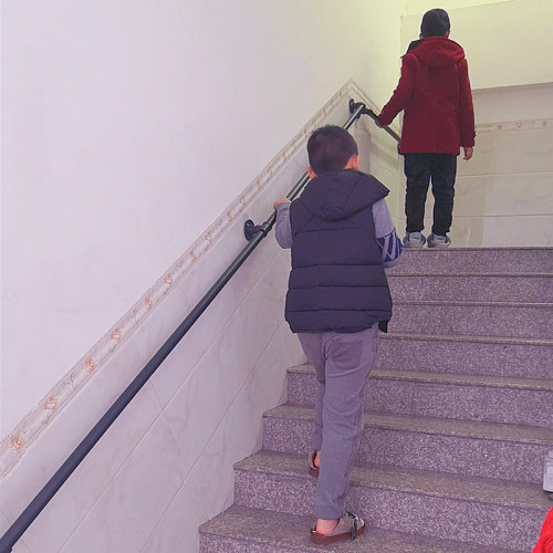 家用靠墙上铁艺水管简约现代楼梯扶手栏杆老人儿童室内外护栏扶手 - 图2