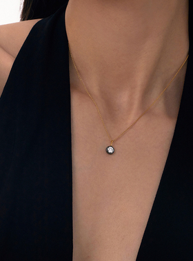 mistova小众女气质高级感锁骨链黑金水滴项链个性水晶锆石轻奢