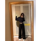 Зимние штаны, оверсайз, высокая талия, свободный прямой крой