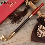 Старый стиль чистый медный сухой дым мешок для котла мужчина из сандалового дерева с твердым деревом с твердым деревом Длинной агат рот табак, дым с борьбой с табаком