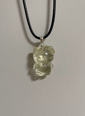 天然柠檬晶猫咪项链可爱项链水晶