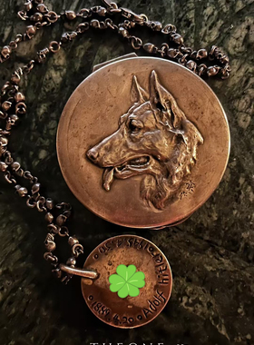 THEONE罕见古董孤品二战题材纯银+18K金吊坠复古军事风格