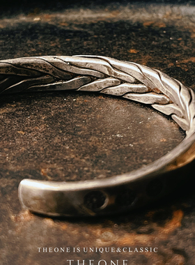 THEONE罕见古董孤品德国纯手工锻打纯银编制手镯复古粗犷骑士风格