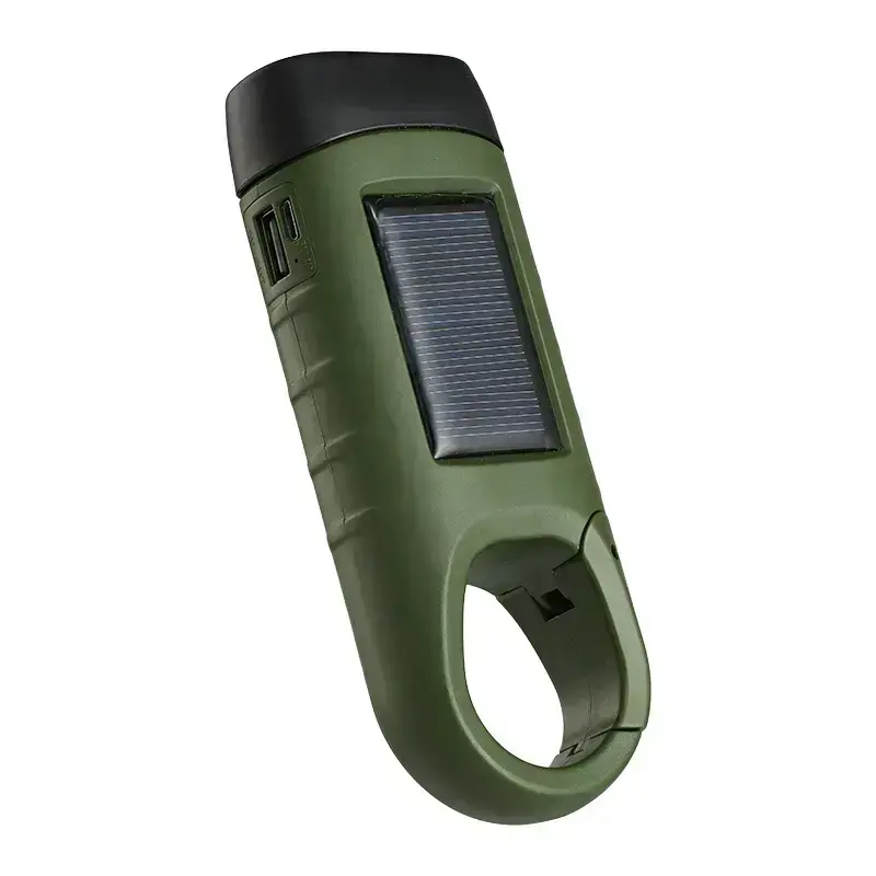 Outdoor emergency hand-cranked flashlight solar portable household flashlight lighting