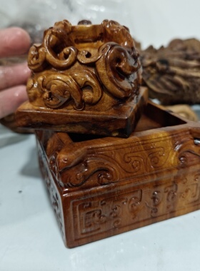 道家子母印天然雷击枣木螭虎大型印雕刻貔貅回纹分体设计装藏物品