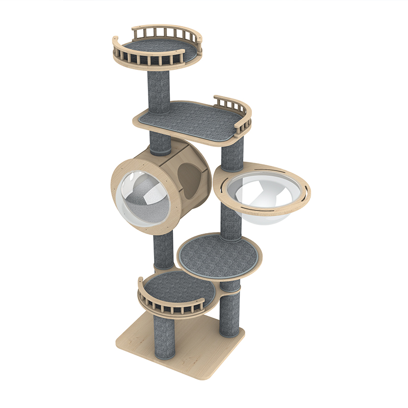 猫爬架子猫窝一体喵林苑实木豪华猫咪别墅太空舱不占地-图3