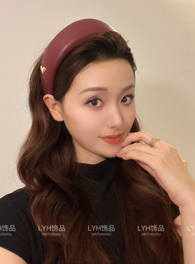 秋冬新款安可拉红色发箍气质高级感皮面发了女2024复古爱心头饰女