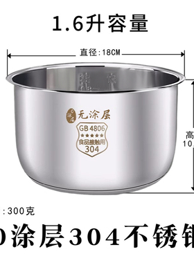 适用于小米IH 1.6L/升小电饭煲304不锈钢内胆迷你内锅 DFB201CM