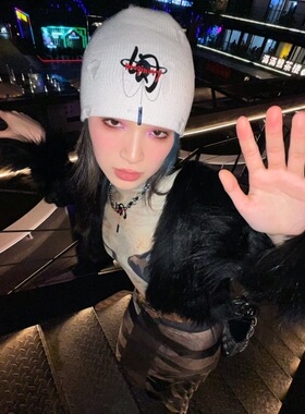 原创设计可拆卸针织冷帽破洞帽