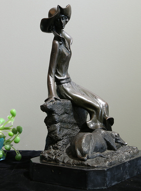 纯铜桌面精致摆件少女雕塑工艺品