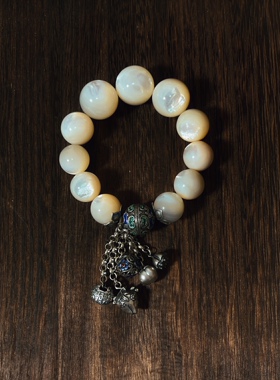 柒焱原创藏传螺钿鱼骨手串白蝶贝