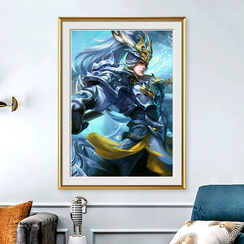 韩信白龙吟竖版十字绣新款线绣卧室王者荣耀皮肤小幅满砖5d钻石画