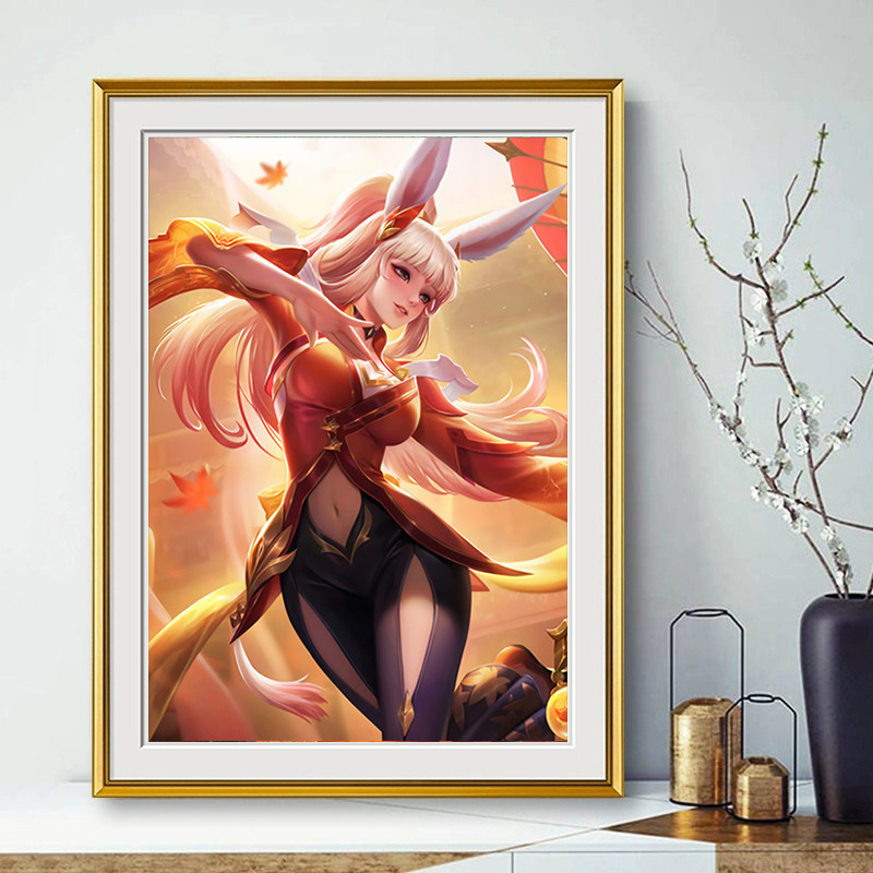 公孙离幻舞玲珑竖版十字绣新款王者荣耀皮肤客厅卧室小幅5d钻石画