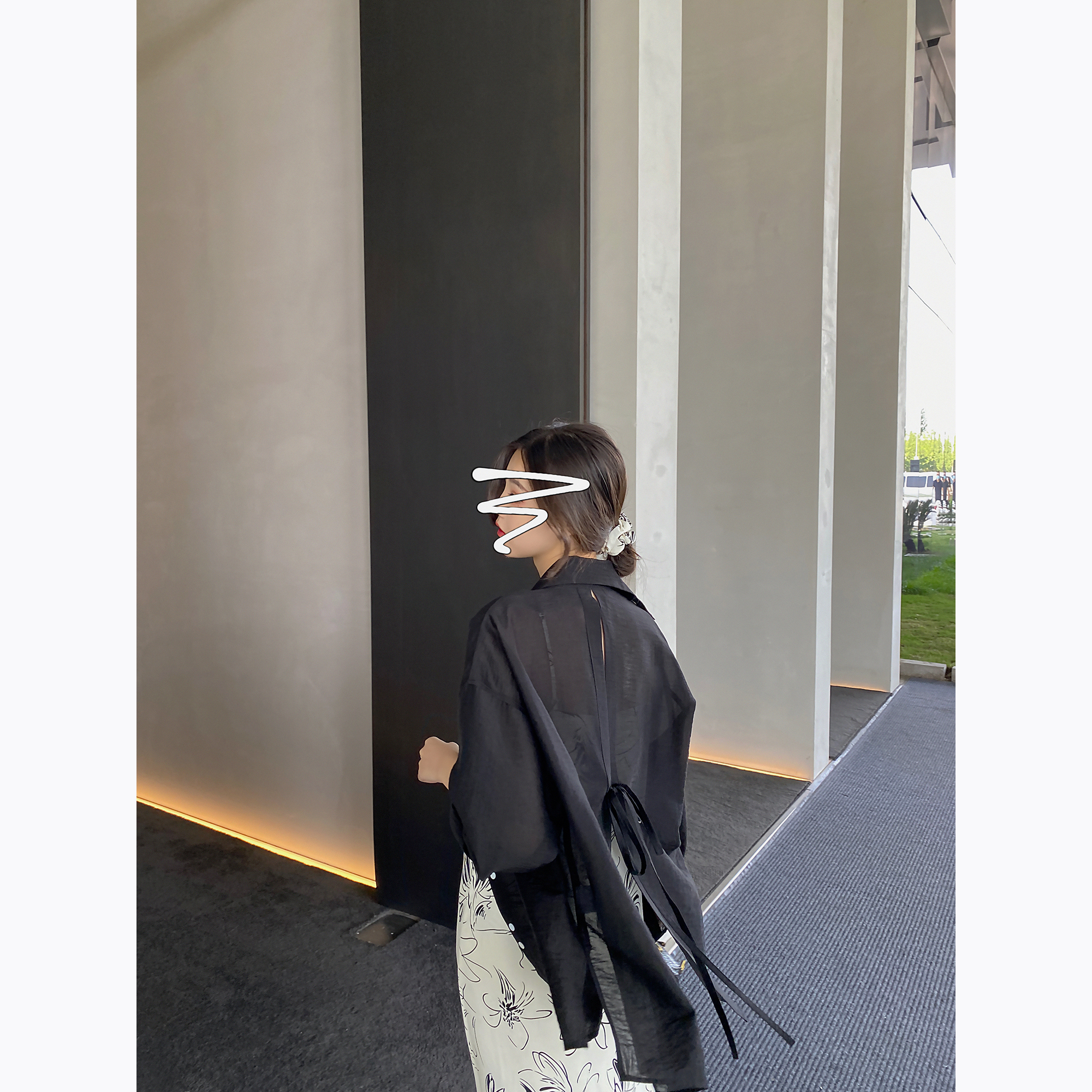 MIKASTUDIO 小玉酱MIKASTUDIO小玉酱防晒衬衫女设计感小众后背绑带冷淡风白衬衣1