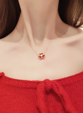 网红款三叶幸运草项链女生日礼物