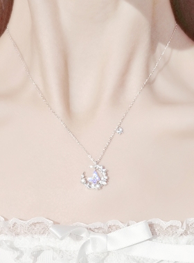 月光迷蝶999纯银项链女生日礼物