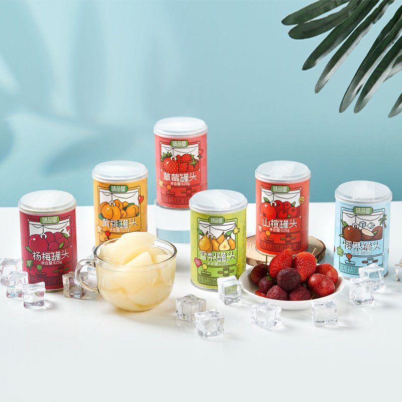 味品堂多口味罐头425g*6罐黄桃草莓杨梅杂果山楂即食水果罐头整箱